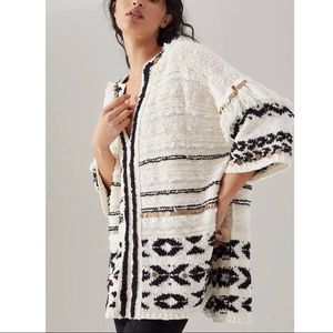 NEW Anthropologie Ivory Margot Fringe Bohemian Poncho Sweater - size XS/S